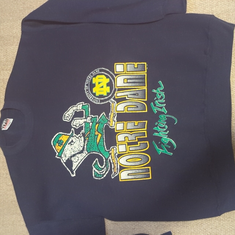 Vintage 90s Notre Dame Fighting Irish Sweatshirt Team Edition Apparel Sz XL
